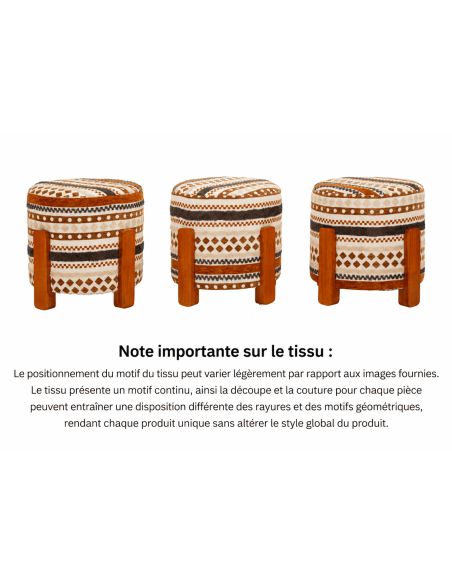 Pouf rond motif ethnique 42x42x40 cm Mombasa Mauro Ferretti - 8
