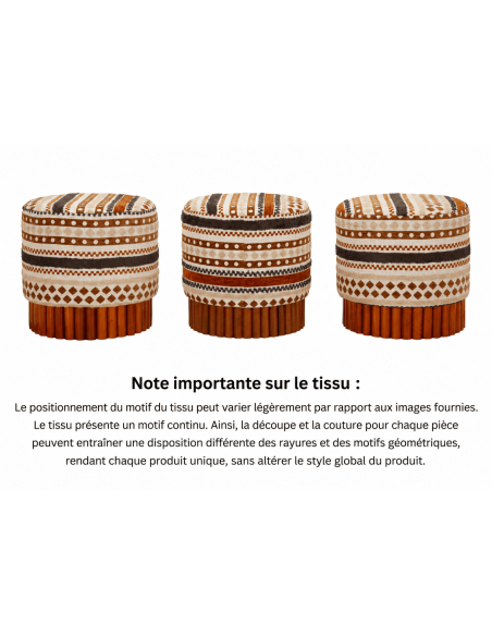 Pouf rond motif ethnique 40x40x40 cm Mombasa Mauro Ferretti - 7