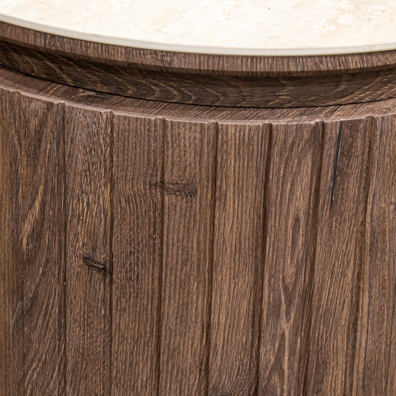 Buffet enfilade bois marron chocolat céramique effet marbre 200x40x80 cm Bareno  - 7