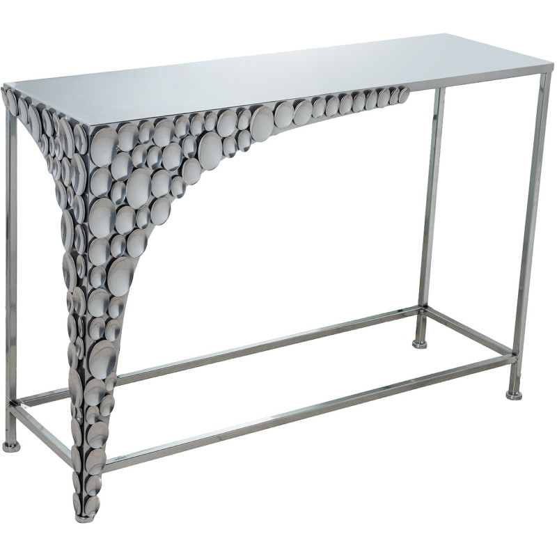 Console d’entrée métal argenté 101,5x31x70,5 cm Arovia  - 1