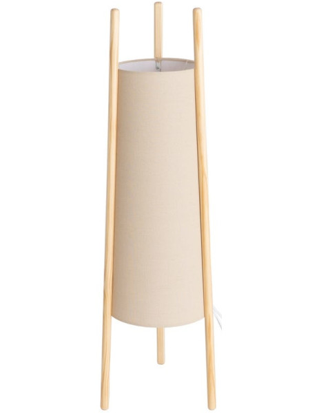 Lampadaire bois clair abat-jour lin beige 122,5 cm Havira Ixia - 1