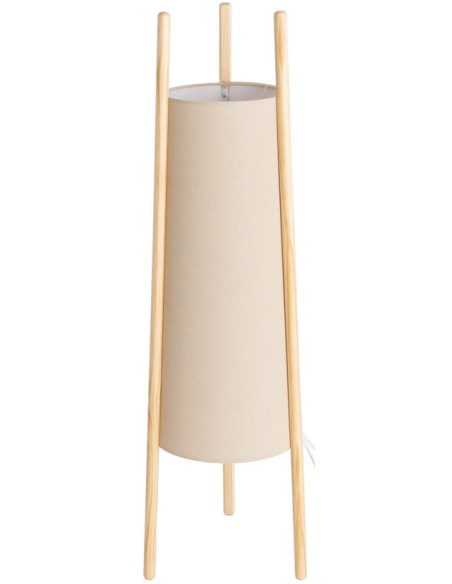 Lampadaire bois clair abat-jour lin beige 122,5 cm Havira Ixia - 1