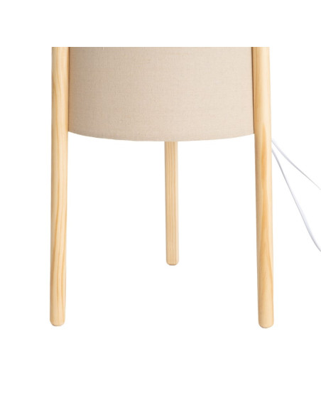 Lampadaire bois clair abat-jour lin beige 122,5 cm Havira Ixia - 7
