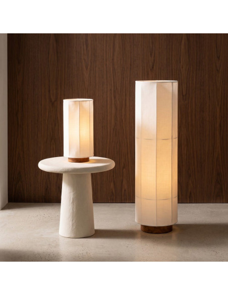 Lampadaire blanc bois coton 99,5 cm Isaro Ixia - 2