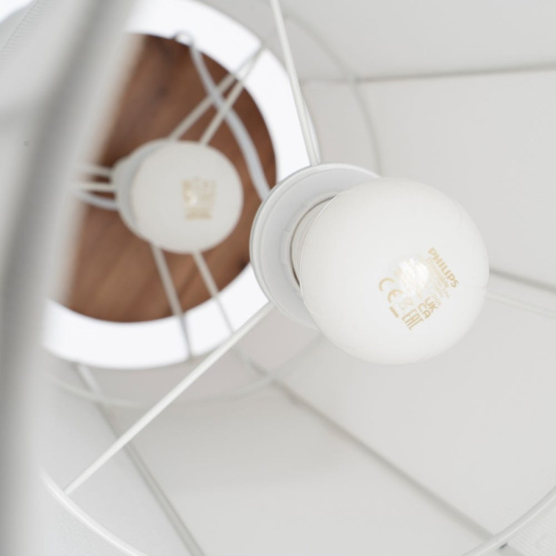 Lampadaire blanc bois coton 99,5 cm Isaro Ixia - 7