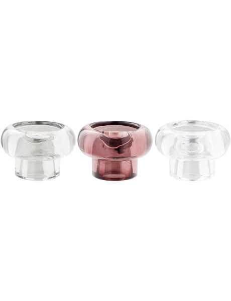 Bougeoirs réversibles en verre transparent gris fumé bordeaux 7 cm lot de 3 Kivsen House Nordic - 1