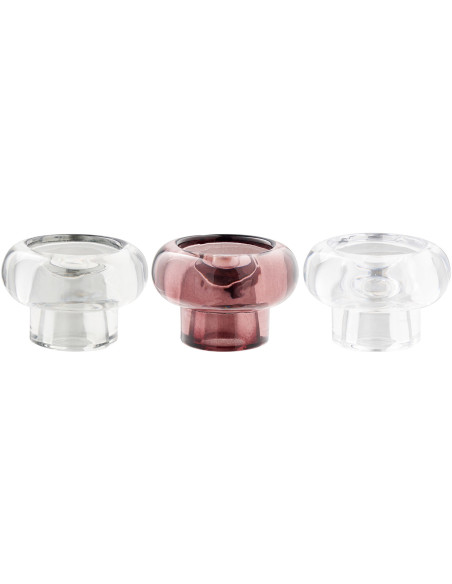 Bougeoirs réversibles en verre transparent gris fumé bordeaux 7 cm lot de 3 Kivsen House Nordic - 1