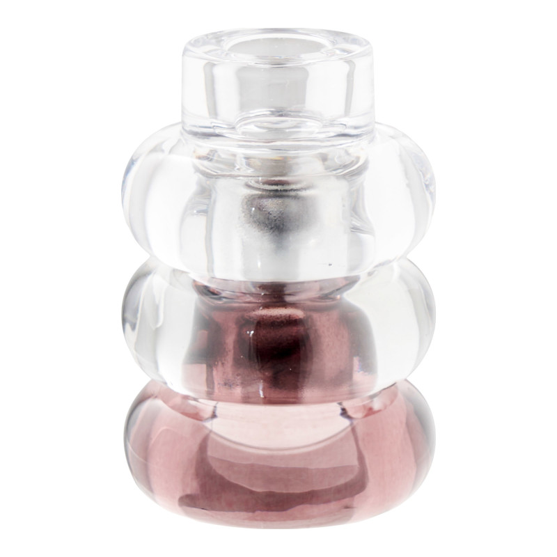 Bougeoirs réversibles en verre transparent gris fumé bordeaux 7 cm lot de 3 Kivsen House Nordic - 4