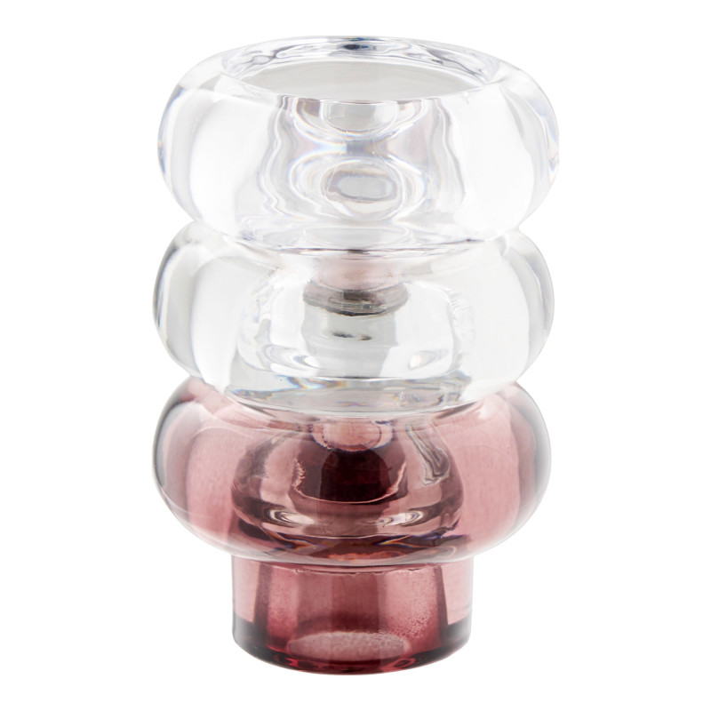 Bougeoirs réversibles en verre transparent gris fumé bordeaux 7 cm lot de 3 Kivsen House Nordic - 5