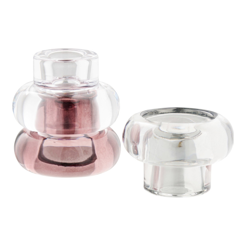 Bougeoirs réversibles en verre transparent gris fumé bordeaux 7 cm lot de 3 Kivsen House Nordic - 6