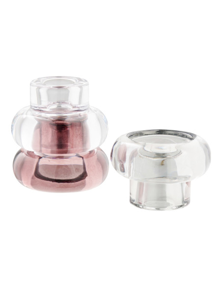 Bougeoirs réversibles en verre transparent gris fumé bordeaux 7 cm lot de 3 Kivsen House Nordic - 6