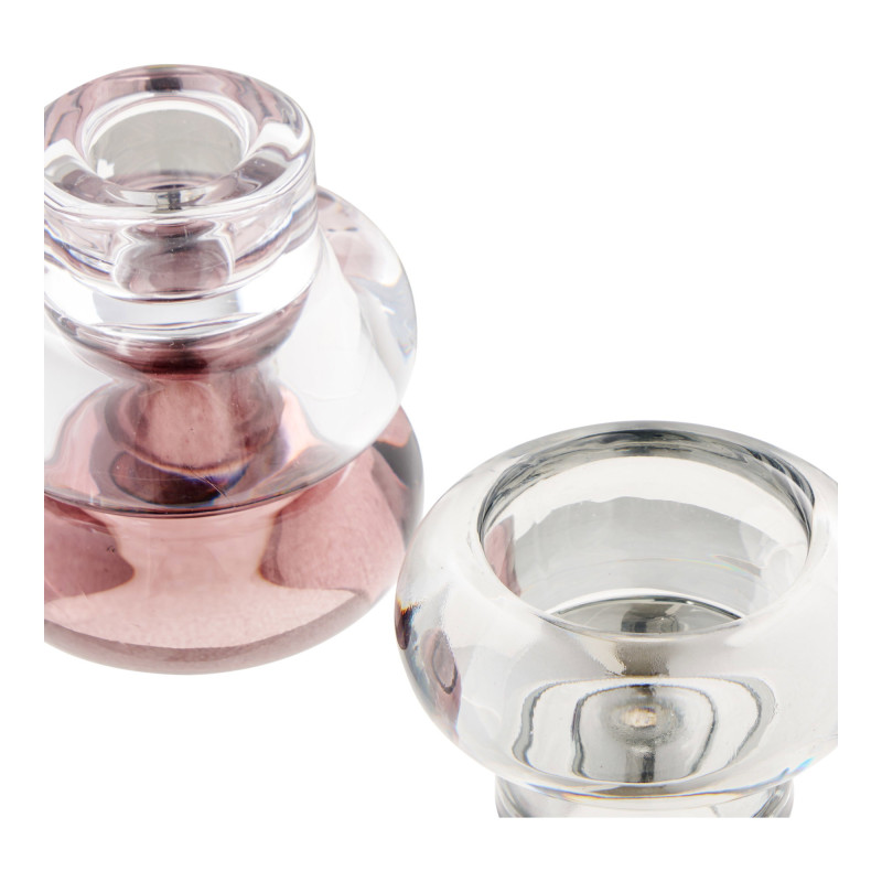 Bougeoirs réversibles en verre transparent gris fumé bordeaux 7 cm lot de 3 Kivsen House Nordic - 7