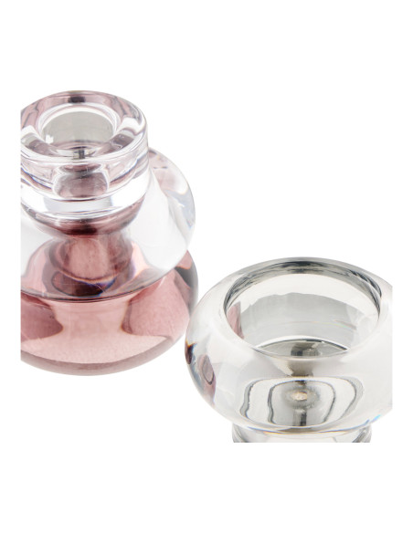 Bougeoirs réversibles en verre transparent gris fumé bordeaux 7 cm lot de 3 Kivsen House Nordic - 7