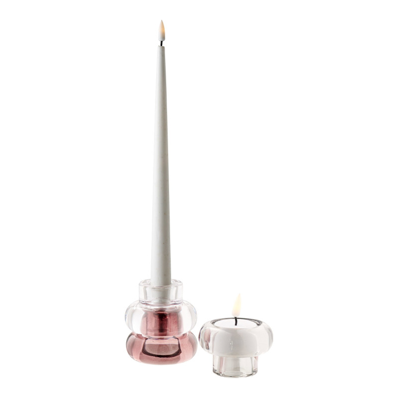 Bougeoirs réversibles en verre transparent gris fumé bordeaux 7 cm lot de 3 Kivsen House Nordic - 8