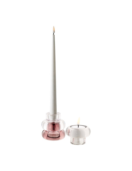 Bougeoirs réversibles en verre transparent gris fumé bordeaux 7 cm lot de 3 Kivsen House Nordic - 8