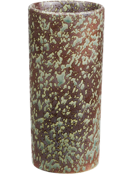 Vase cylindrique céramique moucheté brun chocolat vert forêt 20 cm Mavren House Nordic - 1