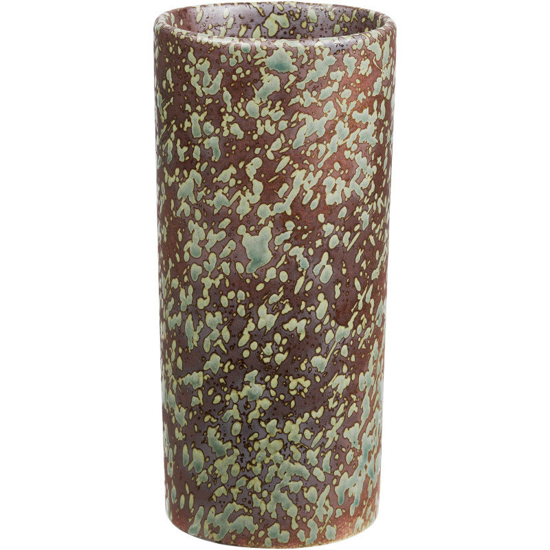 Vase cylindrique céramique moucheté brun chocolat vert forêt 20 cm Mavren House Nordic - 1
