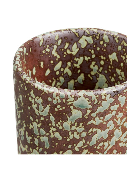 Vase cylindrique céramique moucheté brun chocolat vert forêt 20 cm Mavren House Nordic - 3