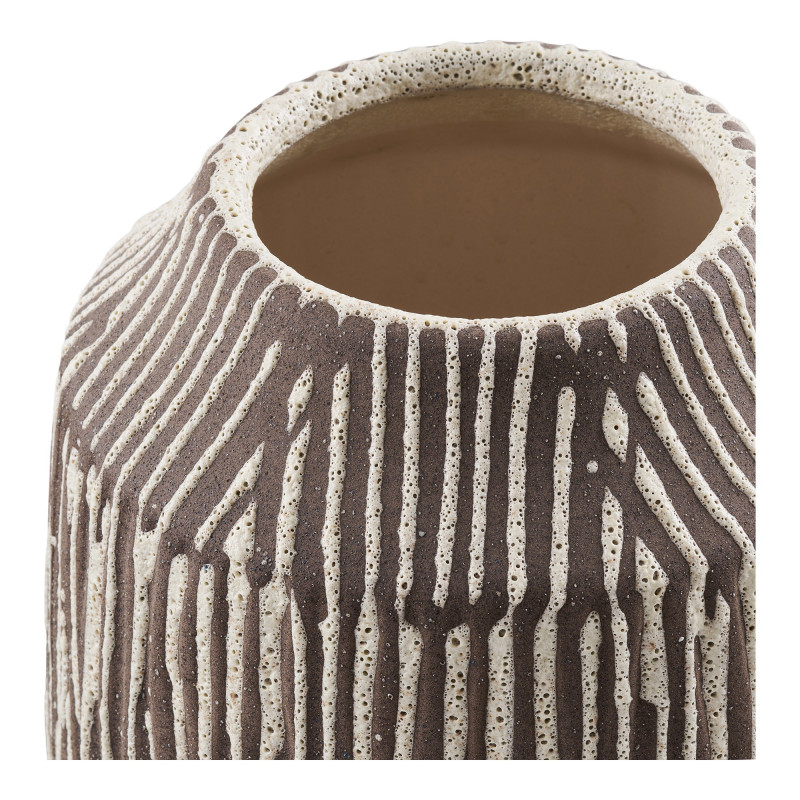 Vase céramique rayé brun chocolat et blanc cassé 28,5 cm Eilven House Nordic - 3