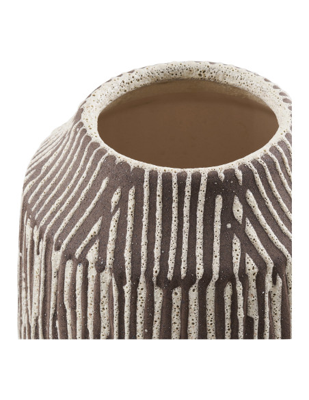 Vase céramique rayé brun chocolat et blanc cassé 28,5 cm Eilven House Nordic - 3