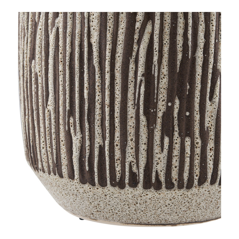 Vase céramique rayé brun chocolat et blanc cassé 28,5 cm Eilven House Nordic - 4
