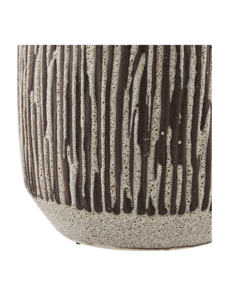 Vase céramique rayé brun chocolat et blanc cassé 28,5 cm Eilven House Nordic - 4