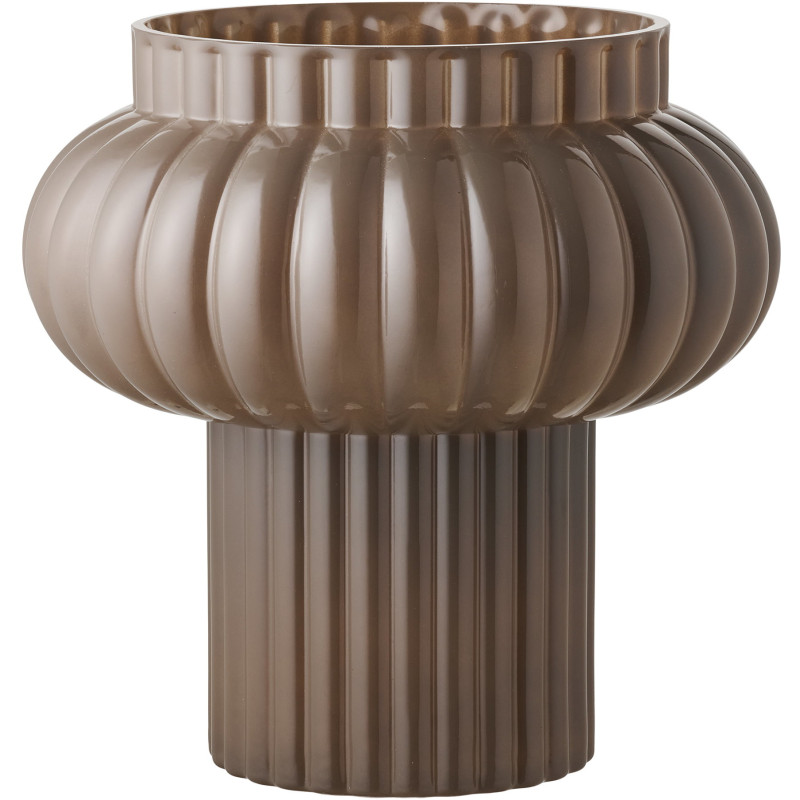 Vase verre soufflé brun strié 27 cm Belvik House Nordic - 1