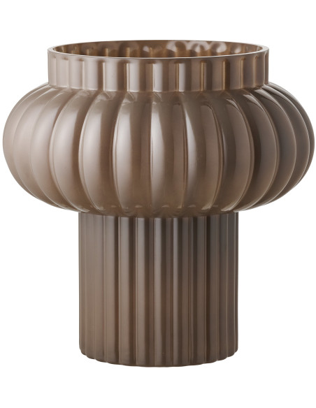 Vase verre soufflé brun strié 27 cm Belvik House Nordic - 1