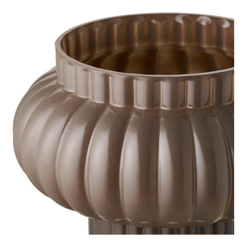 Vase verre soufflé brun strié 27 cm Belvik House Nordic - 3