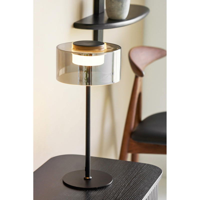 Lampe à poser LED métal noir verre fumé 45 cm Cholet House Nordic - 2