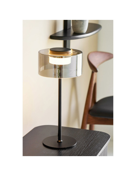 Lampe à poser LED métal noir verre fumé 45 cm Cholet House Nordic - 2