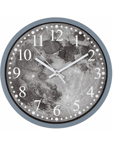 Horloge murale lune cadre plastique gris 30 cm Solren  - 1