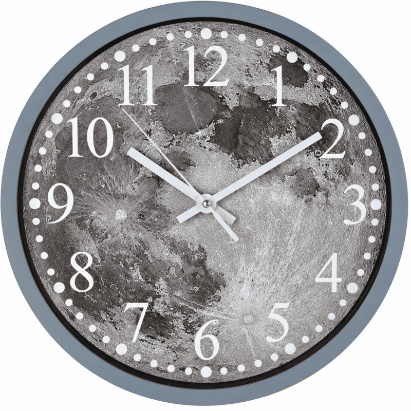 Horloge murale lune cadre plastique gris 30 cm Solren  - 1