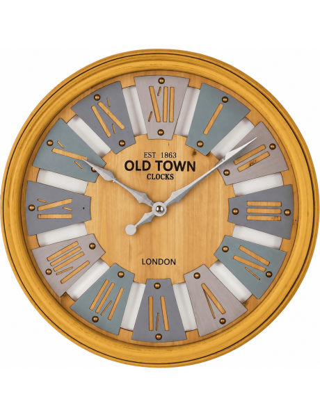Horloge murale vintage effet bois cadre plastique doré 30 cm Nevrik  - 1