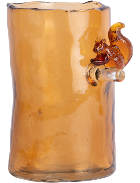 Vase en verre ambre écureuil 15 cm Squirrel On Branch Present Time - 1