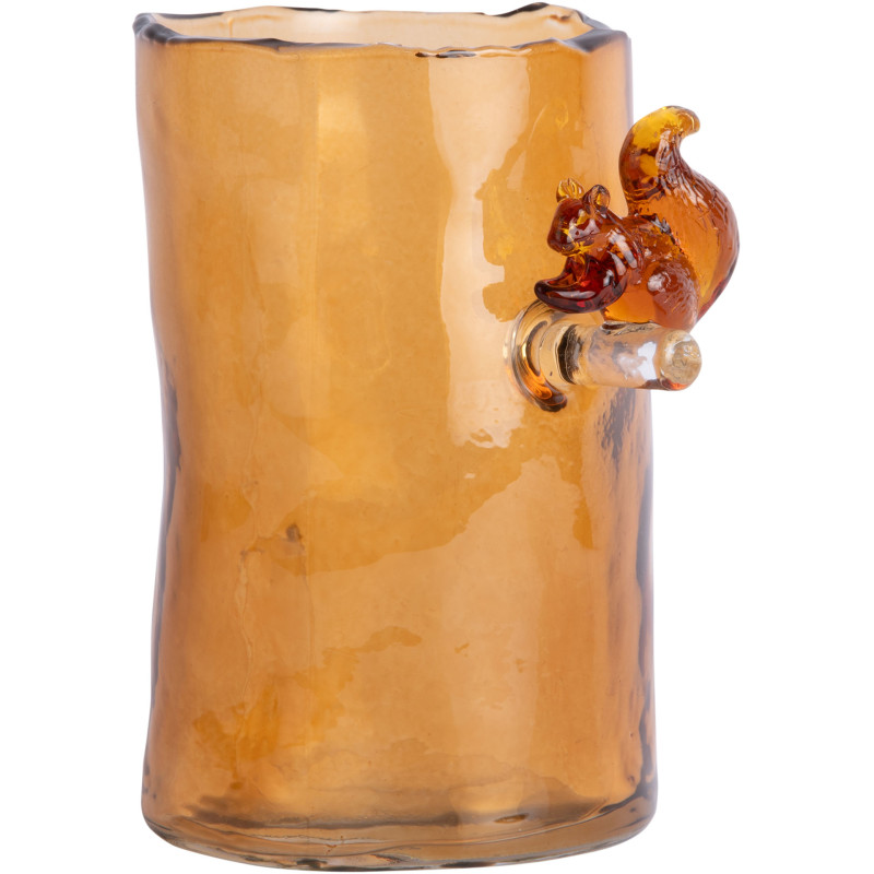 Vase en verre ambre écureuil 15 cm Squirrel On Branch Present Time - 1