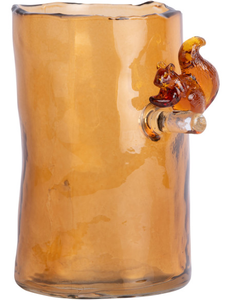 Vase en verre ambre écureuil 15 cm Squirrel On Branch Present Time - 1