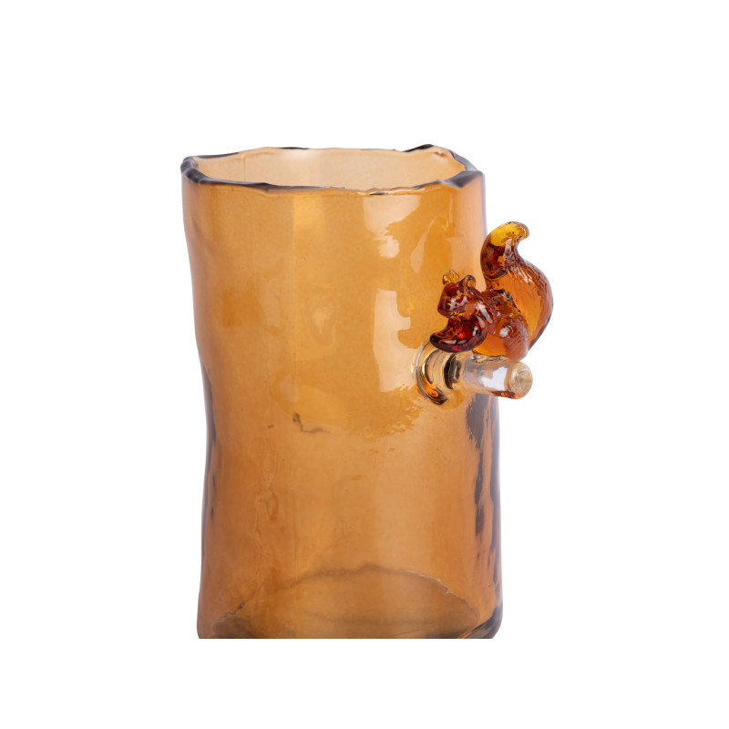 Vase en verre ambre écureuil 15 cm Squirrel On Branch Present Time - 4