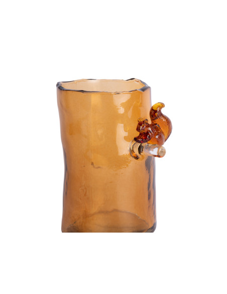 Vase en verre ambre écureuil 15 cm Squirrel On Branch Present Time - 4