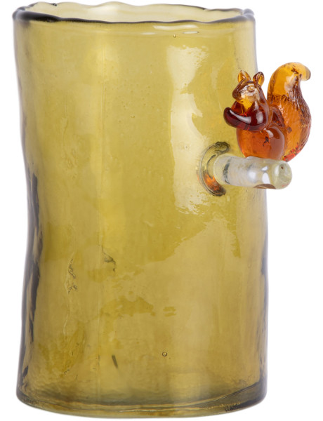 Vase en verre vert olive écureuil 15 cm Squirrel On Branch Present Time - 1