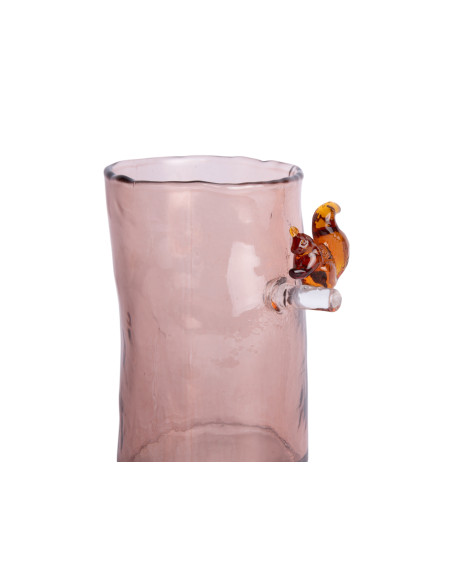 Vase en verre rose poudré écureuil 15 cm Squirrel On Branch Present Time - 4