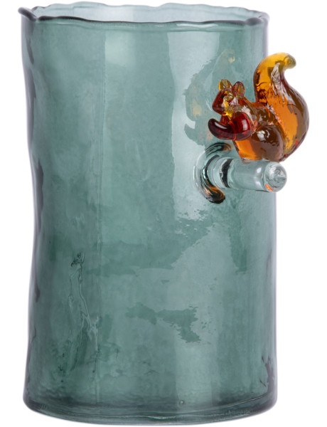 Vase en verre vert sauge écureuil 15 cm Squirrel On Branch Present Time - 1