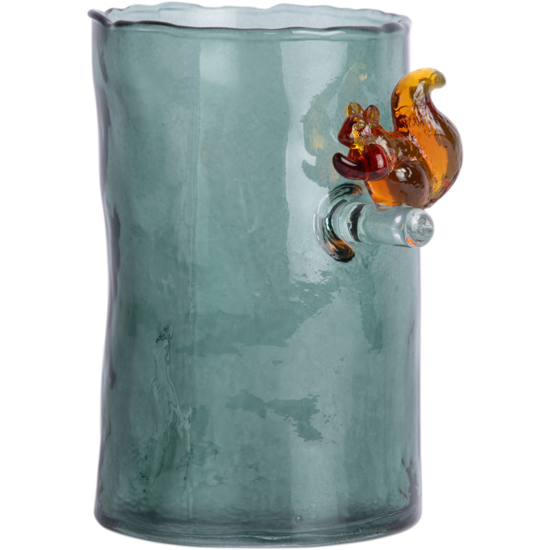 Vase en verre vert sauge écureuil 15 cm Squirrel On Branch Present Time - 1
