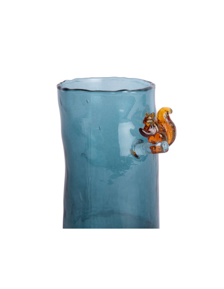 Vase en verre bleu canard écureuil 15 cm Squirrel On Branch Present Time - 4