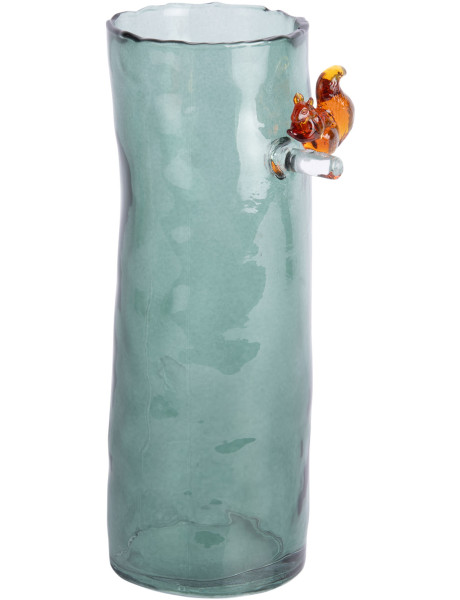 Vase haut en verre vert sauge 27 cm Squirrel On Branch Present Time - 1