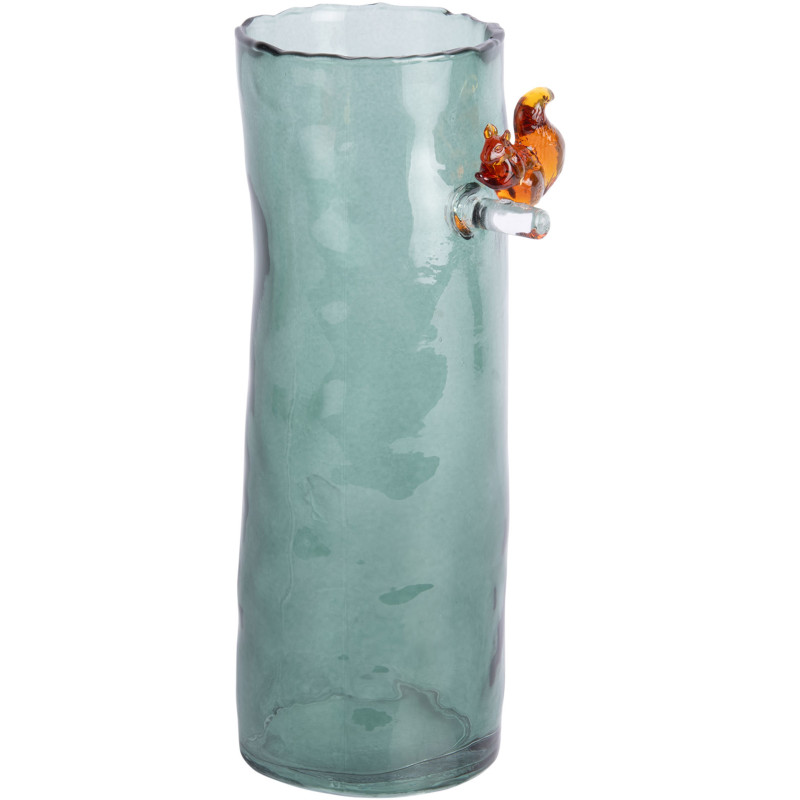 Vase haut en verre vert sauge 27 cm Squirrel On Branch Present Time - 1