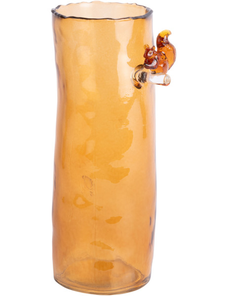 Vase haut en verre ambre écureuil 27 cm Squirrel On Branch Present Time - 1