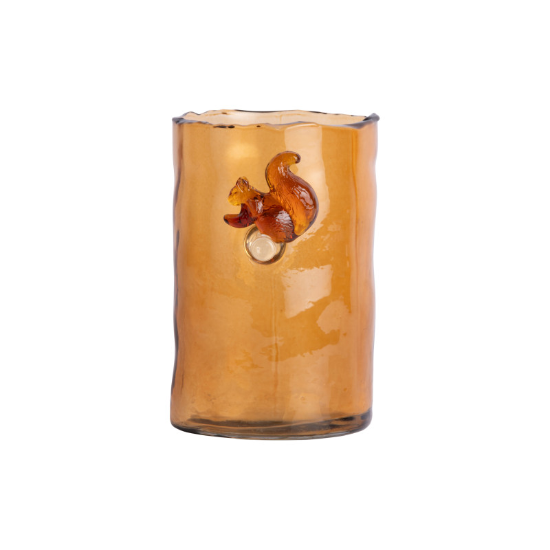 Vase en verre ambre écureuil 15 cm Squirrel On Branch Present Time - 3