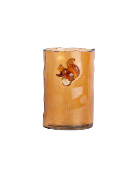 Vase en verre ambre écureuil 15 cm Squirrel On Branch Present Time - 3