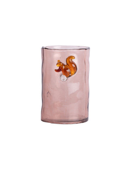 Vase en verre rose poudré écureuil 15 cm Squirrel On Branch Present Time - 3